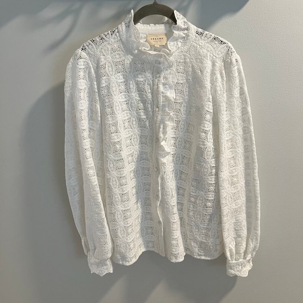 Sezane Ecru Guipure Chlo Shirt Size 44 / US 12